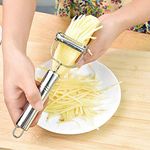 BHAVYATA™ Stainless Steel 2 in 1 Julienne Vegetable Peeler Multi-Functional Fruit Vegetable Shredder Slicer Double Planing Cutter Potato Cucumber Carrot Melon Grater (Silver)