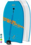 Own the Wave 33" Body Board for Kids and Adults - HDPE Slick Bottom & EPS Core - Lightweight Body-Board for Beach and Surfing - Comes with Coiled Arm Leash and Fin Leash (Blue & Orange)