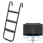 Trampoline Ladder, Upgrade Wide-Step Ladder for Trampoline, Universal Trampoline Accessories and Parts, Heavy-Duty Steel Ladder with Non-Slip Plastic Steps, Durable and Easy Install (Three-Steps)