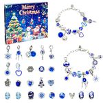 2024 Advent Calendar Bracelets, 24 Days Christmas Countdown with 22 Charm Beads 2 Bracelets, Unique Christmas DIY Jewelry Making Kit Birthday Gift for Kids