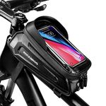 ROCKBROS Bike Bag Phone Mount Bag, Bike Accessories, EVA Waterproof Bike Phone Holder Bike Phone Bag, Front Frame Bag Top Tube Handlebar Bags Bicycle Accessories Pouch with Rain Cover Compatible Phones Under 6.8”