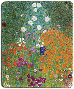 dealzEpic - Art Mouse Pad - Natural Rubber Mousepad with Famous Fine Art Painting of Cottage Garden (Bauerngarten) by Gustav Klimt - Stitched Edges - 9.5x7.9 inches