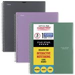 Five Star Interactive Notetaking Spiral Notebooks, 3 Pack, 1 Subject, College Ruled Paper, 11" x 8-1/2", 100 Sheets, Customizable Cover, Black, Green, Purple (820041-ECM)