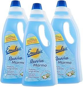 3x Emulsio Ravviva Marmo Detergente Pavimenti in Pietre Naturali ai Fiori di Cotone e Mughetto - 3 Flaconi da 750ml ognuno