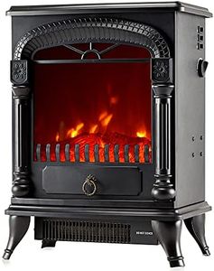 NETTA Electric Fireplace Stove Heater with Log Wood Burner Effect - With Fire Flame Effect, Arch Design, Freestanding Portable, Wood Burning LED Light - 1750-1950 watts