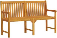 vidaXL Classical Acacia Wood Garden Bench - Comfortable Outdoor Seating with Backrest and Armrests - Easy to Clean with Oil-Finished Surface - Brown