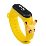 ZOVUTA Digital Dial Waterproof Stylish & Fashionable Wrist Smart Watch LED Band for Kids, Colorful Cartoon for Boys & Girls (Removable Silicon Strap) (Yellow Pikaachu)