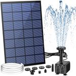 AISITIN 2.5W Solar Fountain Pump, DIY Outdoor Solar Water Fountain with 6 Nozzles and 4ft Water Pipe, Solar Powered Pump for Bird Bath, Ponds, Garden and Fish Tank Garden, Pond