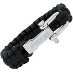 Wolflock Paracord Bracelet - Outdoor Survival Bracelet - Black / Brown / Green / Black / White - Quick-Release - Stainless Steel Gift for Men - Survivalist Black with quick release silver