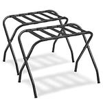 SONGMICS Luggage Rack, Pack of 2, Luggage Racks for Guest Room, Suitcase Stand, Steel Frame, Foldable, for Bedroom, Black URLR64B-2