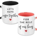 CLVJQ Wedding Gifts for Couples - Lets Have Coffee Together Forever Mugs Set - Anniversary Engagement Couple Valentines Bridal Shower Gifts for Men Women Him Her Bride Groom 11.8oz