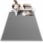 Pieviev Cat Litter Mat Trapper - 91 x 76cm Honeycomb Double Layer Tapis Litiere Chat -Traps Messes, Easy Clean and Durable (Gray)