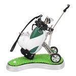 Golf Pen Set PU Leather Golf Bag Holder with Zinc Alloy Ballpoint Pens Plastic Base Golf Souvenirs Gifts Decorations(Green White) Golf Golf