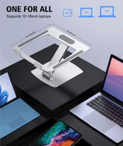 Glangeh Adjustable Laptop Stand – Silver Ergonomic Portable Riser