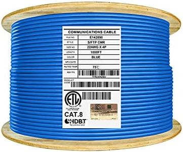Elite Cat8 Shielded Riser (CMR), 40Gb, 2000MHz, S/FTP 22AWG, Solid Pure Copper, Higher Performance PoE, UL Listed, ETL Verified (Blue 1000ft.)