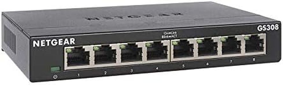 NETGEAR 8-Port Gigabit Ethernet Unmanaged Switch (GS308) - Home Network Hub, Office Ethernet Splitter, Plug-and-Play, Silent Operation, Desktop or Wall Mount