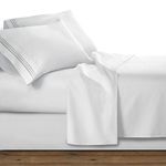 Clara Clark Premier 1800 Collection 4pc Bed Sheet Set - Full (Double) Size, White,