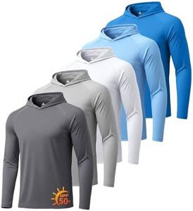 ZITY 5 Pack Hooded Sun Shirts for Men Athletic UPF 50+ Rash Guard Fast Dry Lightweight Long Sleeve UV Protection Swim Shirts