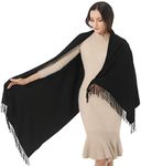 Women's Scarf Pashmina Shawls and Wraps for Evening Dress Wedding Bridesmaid Bridal Winter Warm Large Soft Silky Scarves Black