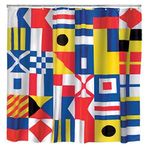 KIKKERLAND Shower Curtain, Fabric, Blue, 183 x 183 x 0.2 cm