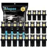 Alopee W5W 501 T10 194 White LED Bulbs 12V 5SMD 5050 Chips 7000K Replacement Bulbs For Map Dome Courtesy License Plate Dashboard Side Marker Light (20Pack)