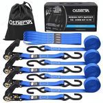 TIE Down Strap Ratchet Tie Down Straps - 4 Pk-15 Ft 1760 Lb Break Strength - Cargo Straps for Securing Motorcycle, Kayak, Truck, Trailer and Boat Lawn Equipment- Includes 4 Soft Loops