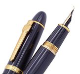 Jinhao 159 Bent Nib Fountain Pen, Fine to Broad Size Fude Pen, Black Color Gold Trim with Pen Pouch