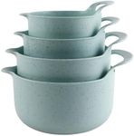 COOK WITH COLOR Nesting Plastic Mixing Bowl Set with Pour Spouts and Handles, Speckled Mint, 4 Piece Non-Slip