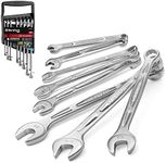 DURATECH 8-Piece Combination Wrenches Set, SAE 5/16" to 3/4",12-Point, with Wrench Organizer