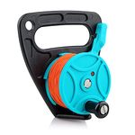 Scuba Dive Reel with Thumb Stopper, 150-foot High Visibility Retractable Line Diving Reel Finger Spool with Handle Stop Switch for Cave and Wreck Exploration, Kayaking Anchor, Spear Fishing, SMB Blue