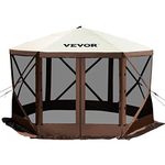 VEVOR Gazebo Screen Tent, 10 x 10 ft, 6 Sided Pop-up Camping Canopy Shelter Tent with Mesh Windows, Portable Carry Bag, Ground Stakes, Large Shade Tents for Outdoor Camping, Lawn and Backyard