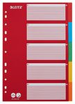 Leitz A4 1-5 Dividers with Index, Heavy Duty Recycled Cardboard, Red/Multicolour