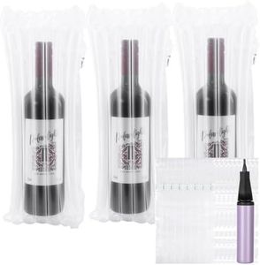 Kivsty Wine Bottle Travel Protector Bags, 10 Pack Inflatable Air Column Cushion Bubble Wrap, Bottle Packaging Sleeves with Reusable Pump for Wine Shipping Transport Airplane Luggage- 12.5 x 4 Inch