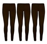 Bonjour® - 3 Pack Girls Leggings - Dance Gym PE Leggings Stretchy - 95% Cotton - Ages 5-13 (Black, 11-12 yrs)