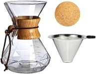 HYAXGM Pour Over Coffee Maker With Wood Sleeve，27oz/800mlPour Over Coffee Dripper,Pour Over Coffee Maker Set With Cork Stopper (27oz/800ml)