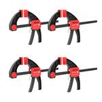 XINQIAO Bar Clamps for Woodworking 6 Inch (4) Wood Clamps Set, Trigger Clamps with 150 lbs, One-Handed Clamp/Spreader for Stable and Reliable Fixing Solutions