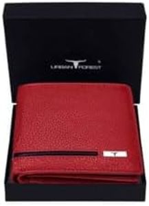 URBAN FOREST Leather Men's Wallet, Red/Black, Casual