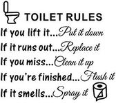 Bestjybt DIY Removable Toilet Rules Wall Quotes Stickers Washroom Bathroom Decals WC Sign Vinyl Art Decor for Kids Living Room Home Decorations