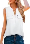 Bulotus Plus Size Tank Tops for Women, Sleeveless Summer Blouses for Women Fashion 2023 Loose Fit Tunic Tops to Wear with Leggings Womens Work Tops for Office, White, XXXL