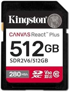 Kingston 512GB Canvas React Plus SD Card | Up to 280MB/s | High Performance Photography | Class 10 UHS-II U3 V60 | SDR2V6/512GB