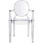 2xhome – Modern Ghost Chair Armchair with Arm Transparent Polycarbonate Plastic (Clear)