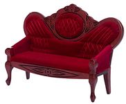 Dollhouse Furniture Miniature Dollhouse Accessories 1 12 Scale Vintage Red Wooden Sofa Mini Victorian Bench Chair for Dollhouse Living Room Craft Decoration Party Kit