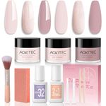 Aokitec 11 PCS Dip Powder Nail Kit - 3 Colours Light Nude Pink Nail Dipping Powder Kit Starter Kit with Dip 2-in-1 Dip Base & Top Coat Activator Nail Tools Dip Nail Starter Set for French Nails Art