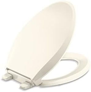 KOHLER 4636-RL-47 Cachet ReadyLatch Elongated Toilet Seat, Quiet-Close Lid and Seat, Countoured Seat, Grip-Tight Bumpers and Installation Hardware, Almond