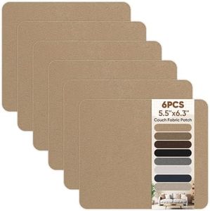 TYJLII Couch Patch Repair Fabric,6-Piece Self-Adhesive Microfiber Patches,Quick Fix Sofa Chair Car Seat,Furniture,Upholstery Repair Kit. (Light Brown)