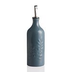 Sweejar Home Ceramic Olive Oil Dispenser Bottle, 570ml Relief Opaque Oil Cruet Protects Oil To Reduce Oxidation, Suitable For Storage Of Oil, Vinegar, Soy Sauce, Coffee Syrup, Liquids (Fog blue)