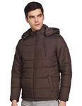 Amazon Brand - Symbol Polyester Men's Quilted Standard Length Jacket (Aw21-Sy-Qwh-156_Dark Brown_S)