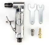 RENOTEC Air Angle Die Grinder, 0.25 hp and 21,000 RPM Motor, Lightwight Aluminum Body, Safety Lock, With 1/4" 1/8" Collets, Pneumatic Power Tool For Grinding and Polishing on Metalwork Woodwork