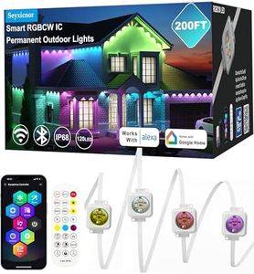 Seyxicnor RGBCW Permanent Outdoor Lights, 108 Scene Modes Smart Outdoor Christmas Lights with Remote APP Control,LED Eaves Lighting for Halloween Party, Daily, Garden Decor (RGCW 200FT)
