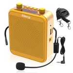 Giecy Portable Voice Amplifier with Headset Microphone 30W Rechargeable Battery 2800mAh Powerful Sound System for Teachers, Guides, Coaches, Presenters(Yellow)